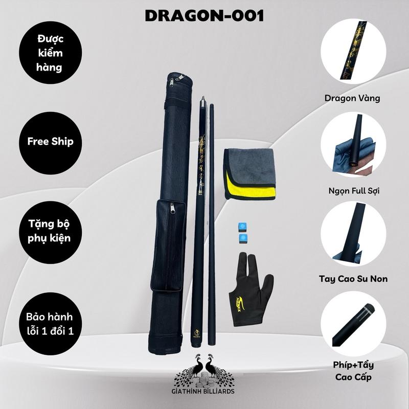 Cơ Bida Phủ Dragon New 001 Tặng đầy đủ phụ kiện bao da găng tay nơ khăn lau cơ Đủ 3 mẫu lỗ-lip-3c Carbon bidaspeedd5