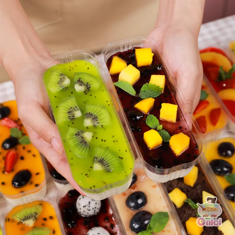Set nguyên liệu Panna Cotta Bếp Của Mẹ Onici sẵn 5 vị sốt dâu, đào, socola, kiwi, chanh dây [set Panna Cotta nấu được 60-65 hũ 60ml/hũ)] - kèm công thức nấu 6