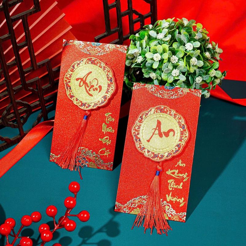 Product Introduction of [ 1 phong bao lì xì tết ] BAO LÌ XÌ ÁNH NHŨ KIM TUYẾN, câu chúc cát tường, mẫu mã sang trọng 28