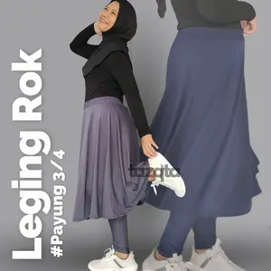 TAZQTA Legging Rok Olahraga Wanita Muslimah Panjang Dibawah Lutut Sporty
