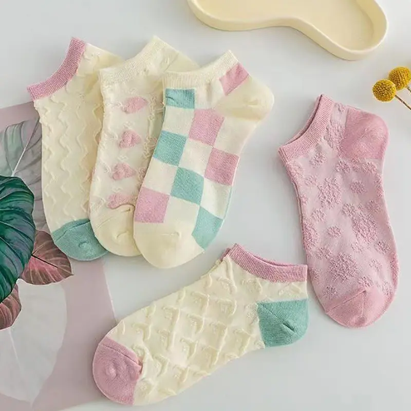 Tất Trẻ Em, Ngắn, Mùa Xuân Và Mùa Hè, Hàng Mới Về, Ins Hợp Xu hướng, Dễ Phối Đồ, Thiết Kế Đơn Giản, Cắt Nông, Phong Cách Dễ Thương, Màu Hồng, Thích Hợp Cho Học Sinh