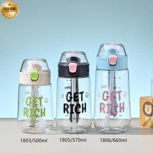New personalized cute water bottle with straw.Botol Air Peribadi, Reka Bentuk Comel, dengan Straw, Mudah Alih, Kalis Pecah, Diperbuat daripada Plastik