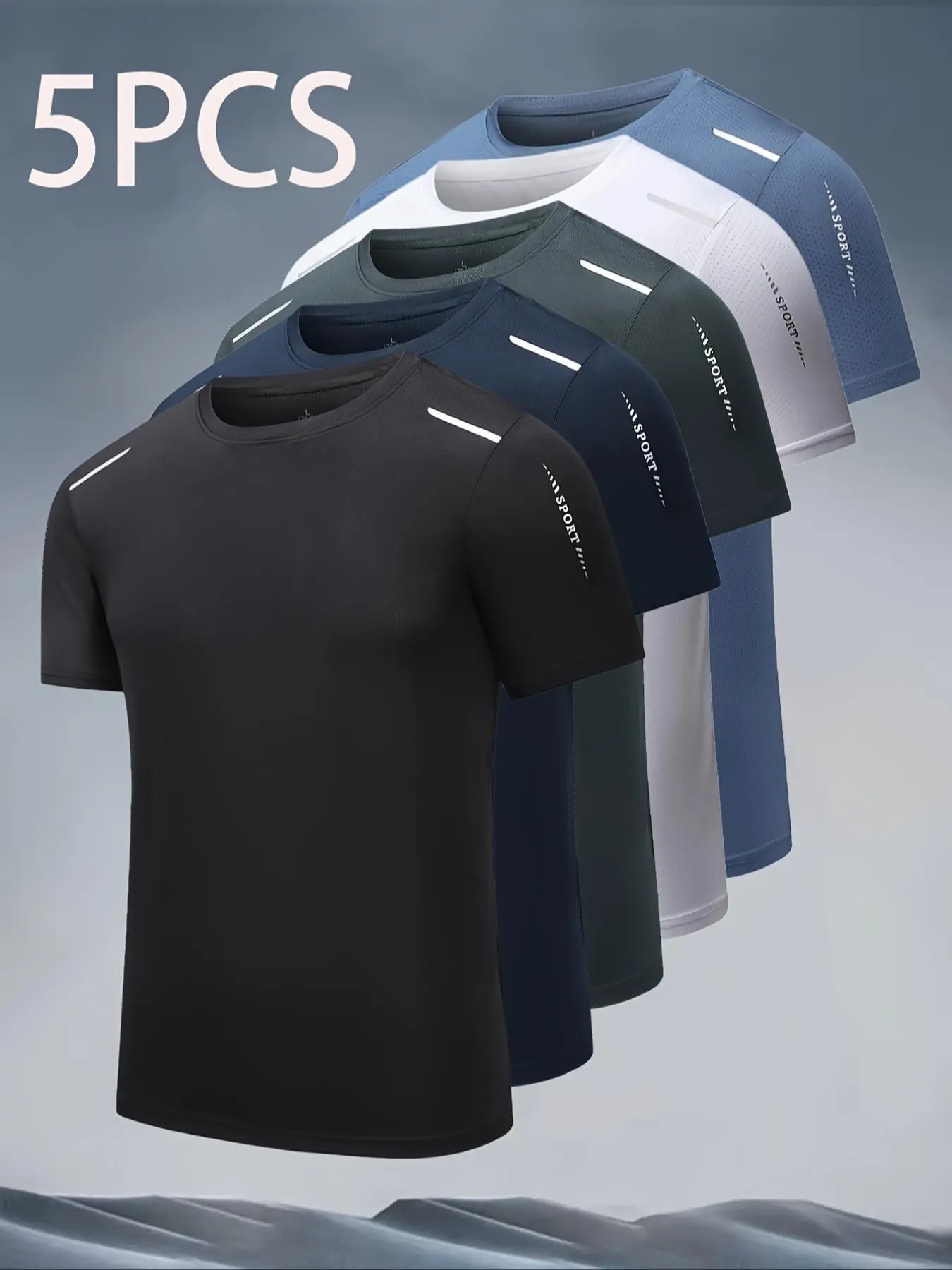 Men's Solid Color Round Neck Short Sleeve Tee, Breathable Quick Drying T-shirt, Casual Crew Neck Top for Summer