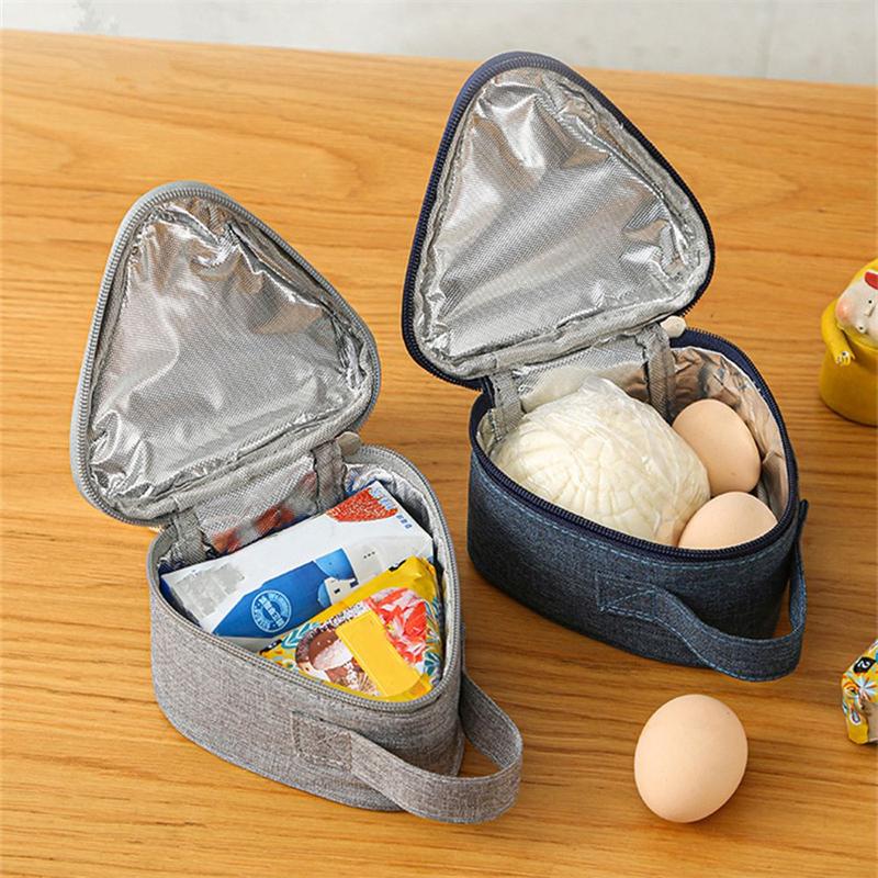 Product Introduction of For Women Men Portable Breakfast Waterproof Triangle Letter Lunch Storage Handbags Korean Lunch Box Fresh Cooler Bags Tote Food Container 7