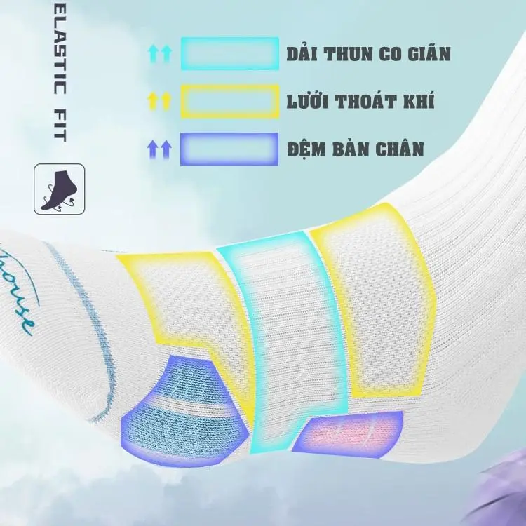 Tất Nam Nữ Thể Thao Chống Trơn Chính Hãng Cao Cấp Vớ Bóng Rổ Chạy Bộ Đá Banh Bóng Chuyền Cầu Lông Tennis Đạp Xe Tập Gym 3