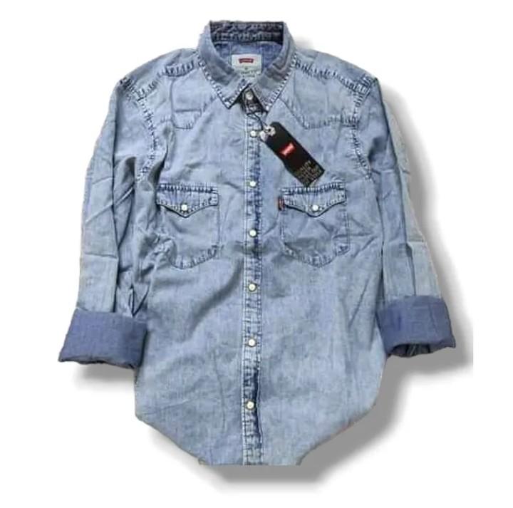 Product Introduction of Kemeja Denim Pria Lengan Panjang/Kemeja Jeans Model Distro High' Quality Kemeja Denim Pria Size M, L, XL Panjang 7