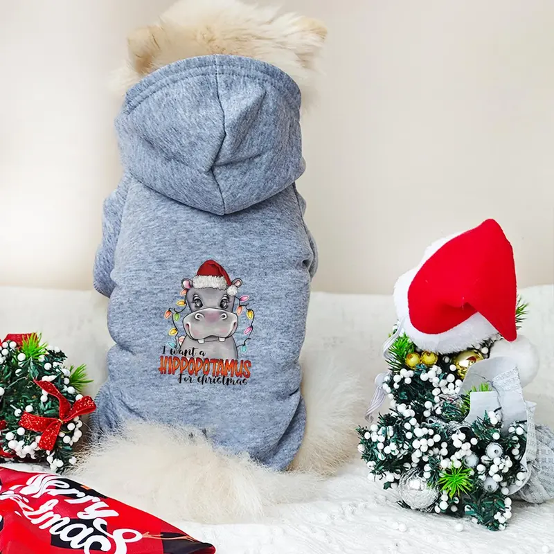 Cartoon Hippo Print Pet Hoodie, 1 Count Pet Clothes for Small Medium Large Dogs, Cute Pet Clothes, Dog & Cat Clothing, Dog & Cat Clothing Supplies 5