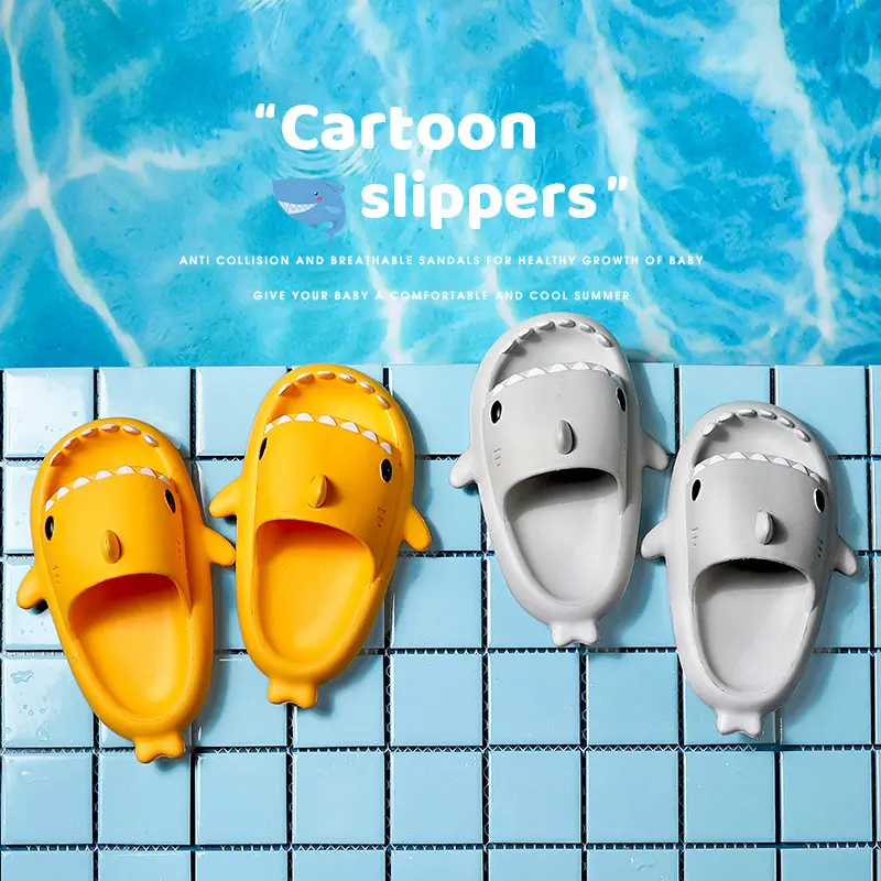 Three-Dimensional Shark Sandals Children's Slippers Summer Home Use Household Children's Parent-Child Non-Slip Soft Bottom Baby Sandals