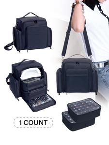 Large Capacity Nail Polish Organizer Case with 2 Removable Bags, Water-resistant Polyester Construction, Independent Compartments for Travel, Daily Use