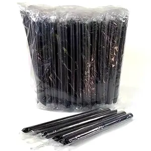 Sedotan Bubble Steril 12mm(HITAM)Boba Straw Panjang Runcing 21cm hygienis  isi 100 pcs