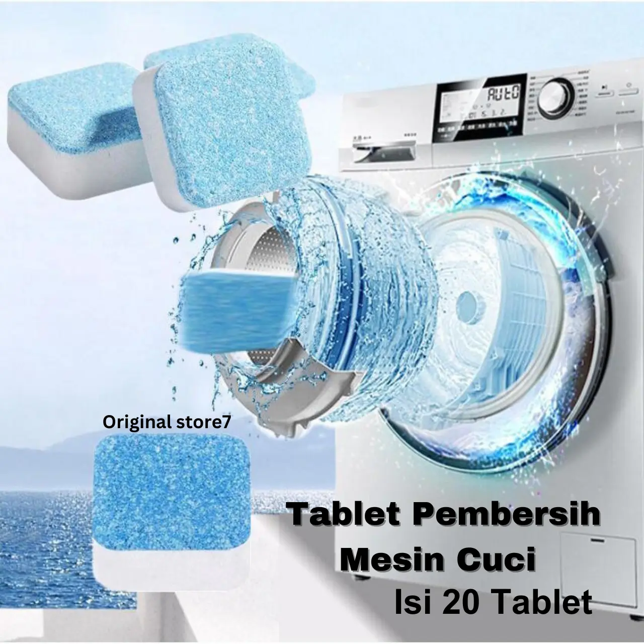 Tablet Pembesih Kerak Mesin Cuci Dep Cleaning Sabun Pencuci Tabung Laundry Clean ( isi 20 Tablet ) - Bersih Wangi Bebas Kuman Bakteri pembersih