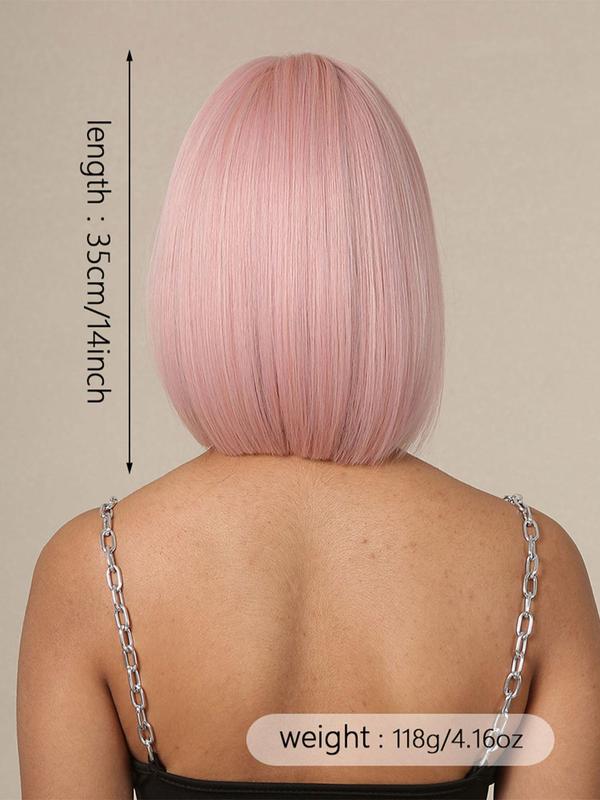14 Inch Short Straight Wigs, Gorgeous Natural Fluffy Wigs with Bangs, Synthetic Hair Wigs for Daily & Cosplay & Costume Party Cute Hairstyles Uk Girls Wigs 4