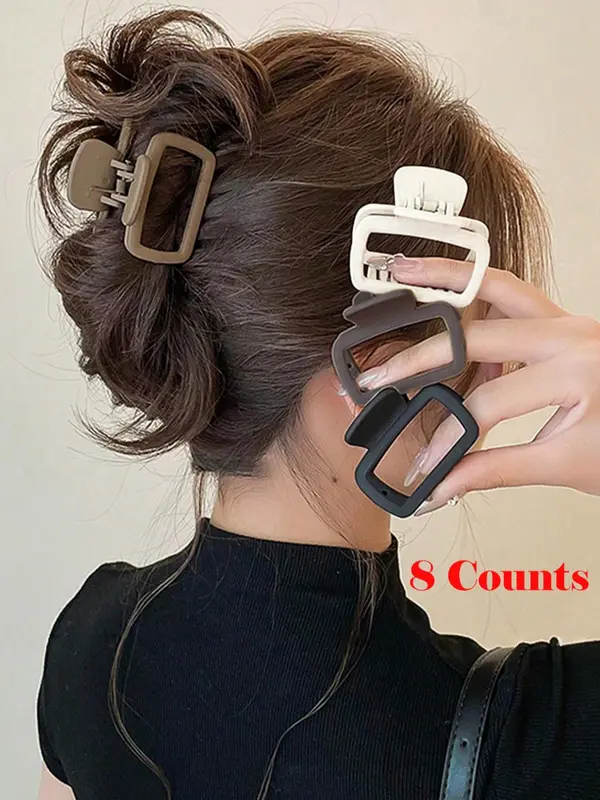 Solid Color Matte Hair Claws, Casual and Versatile Hair Accessories for Women, Minimalist Headwear Suitable for Thick Hair 0