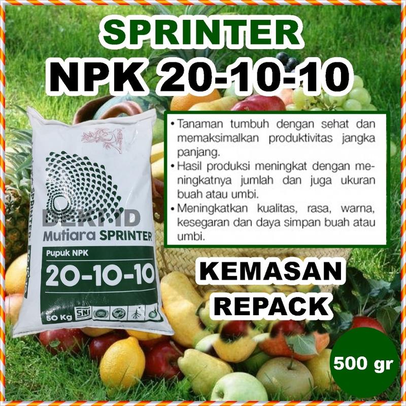 NPK Sprinter 20 10 10 Meroke 500 gr Repack Pupuk Mutiara Fase ...
