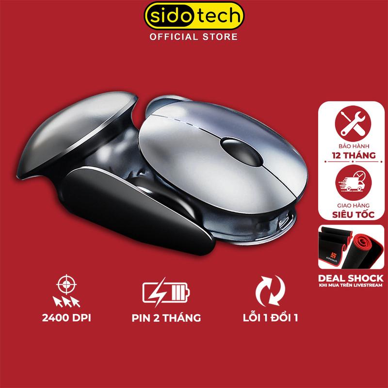 Chuột máy tính không dây bluetooth SIDOTECH X2 gaming tích hợp pin sạc dung lượng cao cổng type C thiết kế độc lạ đến từ tương lai có đèn led hiển thị mức pin độ nhạy 2400 DPI chống ồn tắt âm công thái học