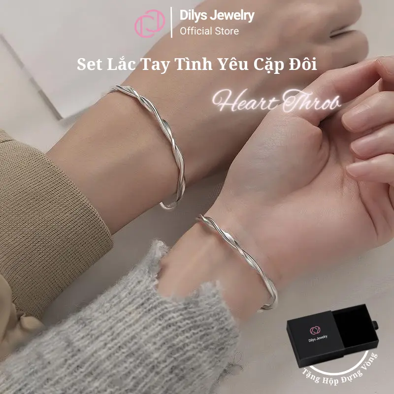 [Tặng Hộp] Vòng Tay Đôi Nam Nữ "Heart Throb" Titan Không Gỉ Kí Hiệu Trái Tim Tặng Người Thương Dilys Jewelry-MF02