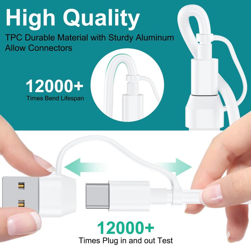 4-in-2 Watch Charging Cable, 1.8M USB A/Type-C Port Charging Cable with Magnetic Watch Charger, Compatible with Samsung iPhone iWatch Series 2