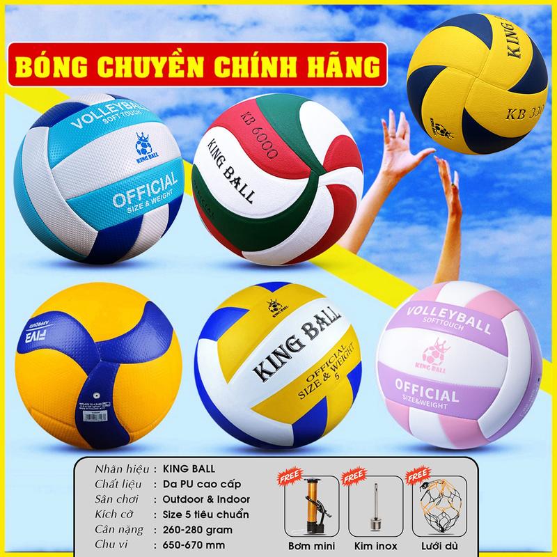 Bóng Chuyền Da Chính Hãng King Ball Cao Cấp Giá Rẻ Nam Nữ Trẻ Em Học Sinh Viên Thi Đấu Tập Luyện Ngoài Trời