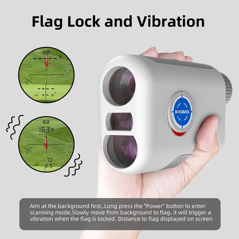 Laser Golf Rangefinder, 1000Yds Laser Golf Rangefinder with Slope Compensation & Angle Switch, Outdoor Golf Flag Vibration After Locking with Zipper Case 6