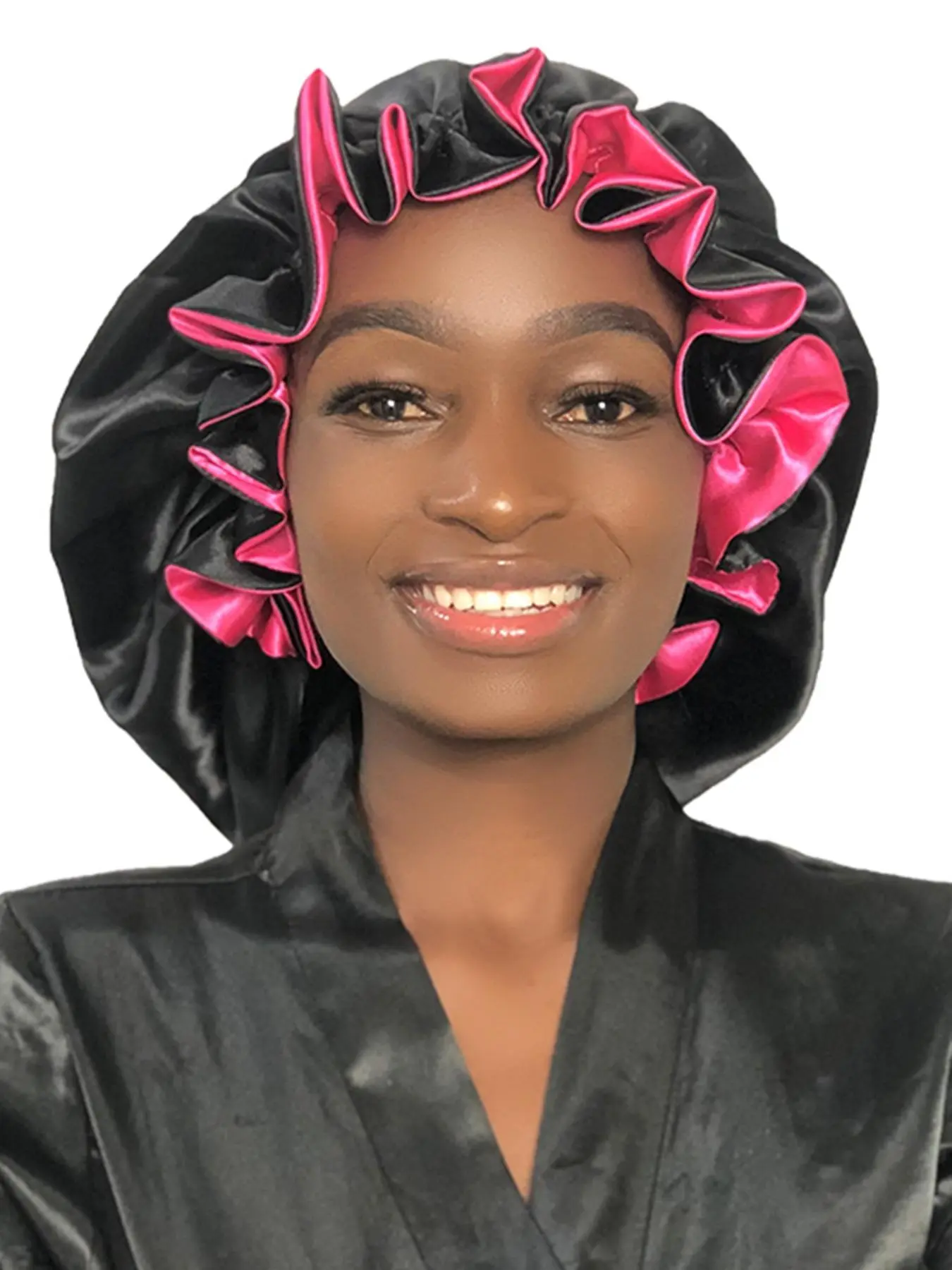 Women's Reversible Double Layer Sleep Cap, Pink Revisable Extend Extra Size Sleep Satin Bonnet Cap, Hat for Women, Girlfriend Gifts