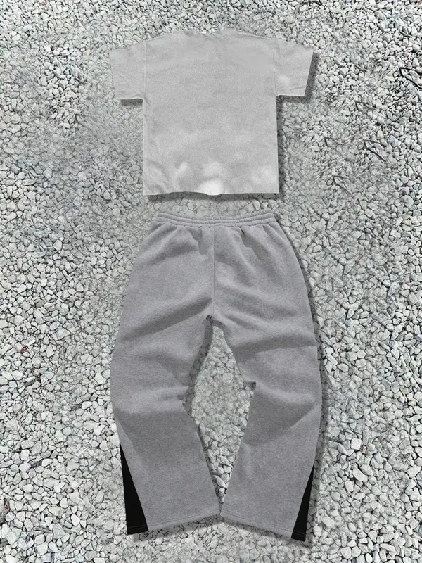 Two-Piece Set Men's Star Print Tee & Sweatpants, Regular Fit Casual Fashion Cozy Breathable for Daily Wear, Men's Clothes for All Seasons, Menswear 1