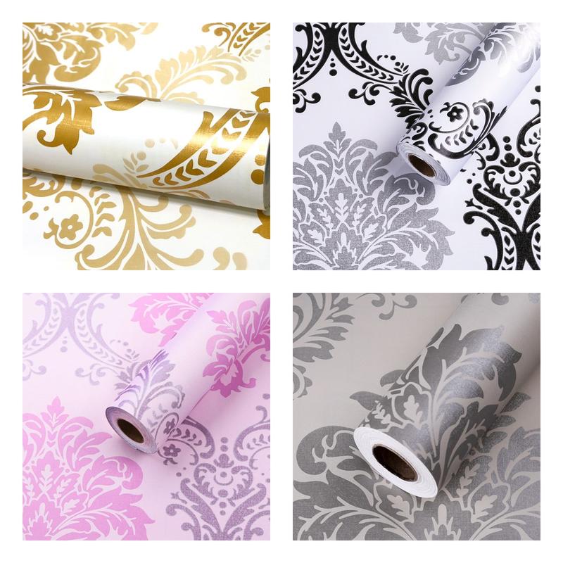 Murah Wallpaper Sticker Dinding Putih Motif Batik Damaskus Mewah Elegan Cantik 10 m 0