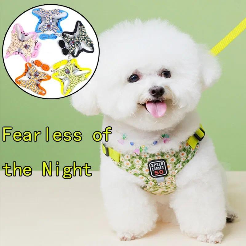 Bộ Dây Đai nịt cho chó, Không kéo, Thích hợp cho chó Nhỏ và Trung Bình Áo vest phản quang, Dây xích đi bộ