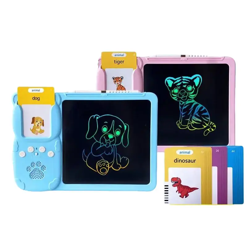 LCD Flash Card Writing Board Learning Language Educational Toys Digital Electronic Drawing Tablet Papan Tulis Kad Flash Kids Battery(english+arabic) Children Pad Portable
