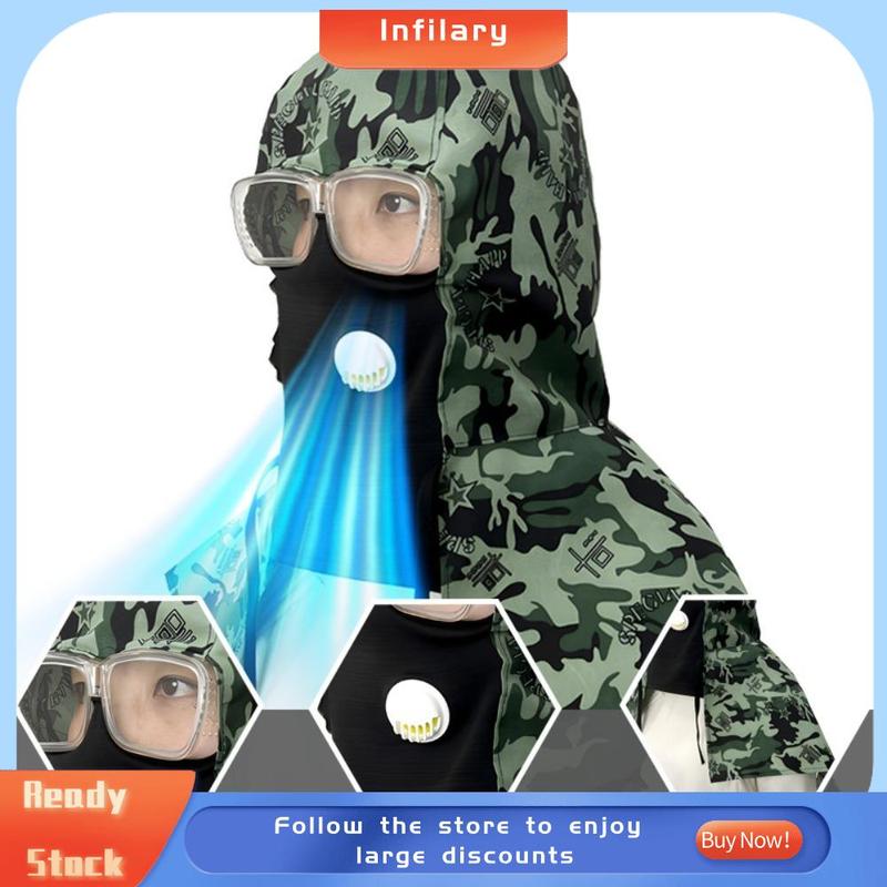 Mũ Trùm Đầu Hàn Bảo Vệ Toàn Thân, Mới, Có Thể Giặt Được, Chống Nắng Và Chống Bụi, Thích Hợp Cho Mắt Kính Hàn, Thiết Kế Rằn Ri Ngoài Trời, Bao Gồm Che Đầu