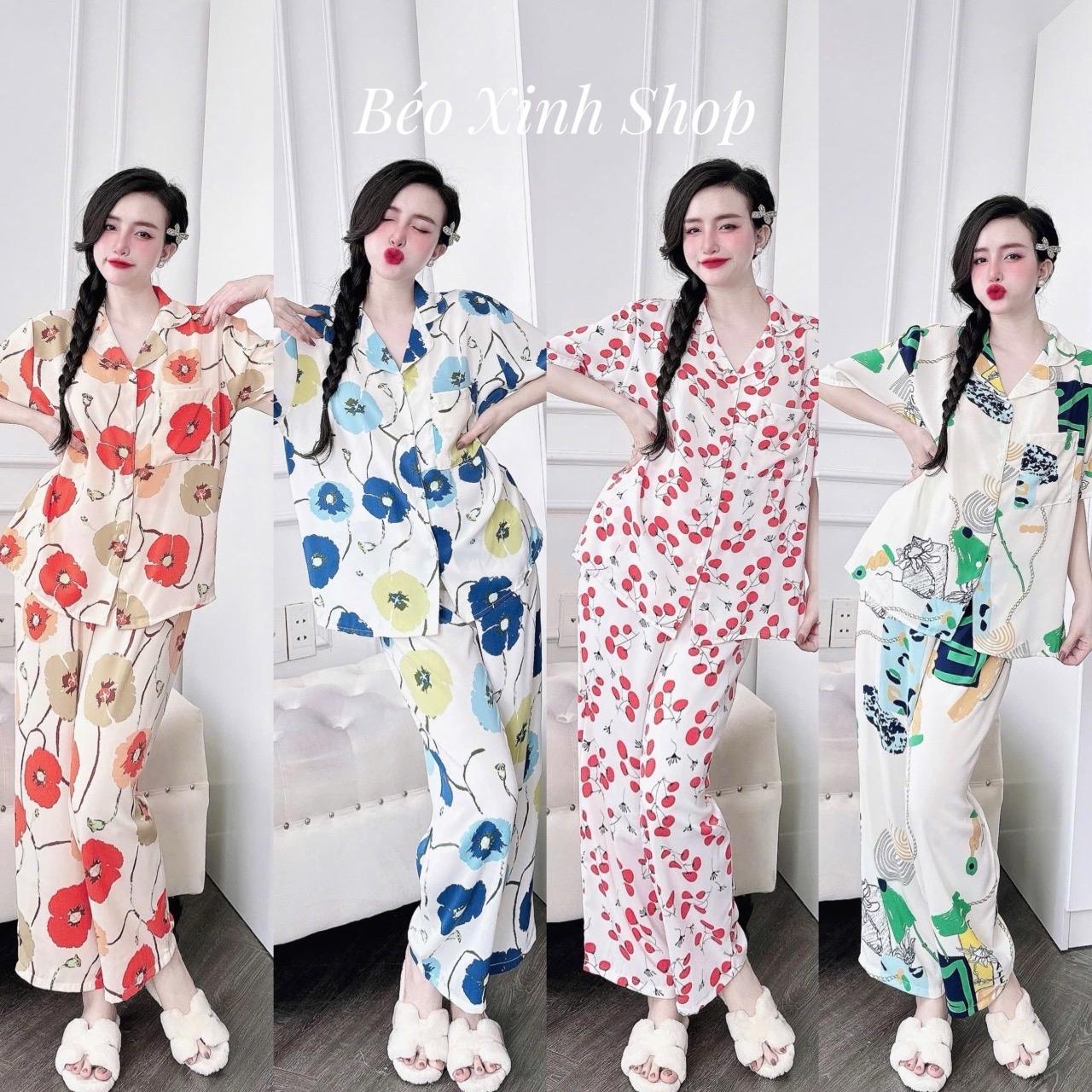Đồ Bộ - Đồ Ngủ Tay Ngắn Quần Dài Pijama Bigsize 50-100kg Vải Lụa Măng Gồ Mặc Cực Thích Nữ Quần Ngủ Lịch - A.5410