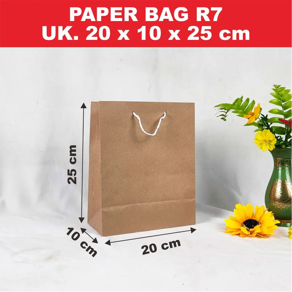 R7 Paper Bag Tas Kertas Godie Bag Uk 20x10x25 cm  isi 12 pcs