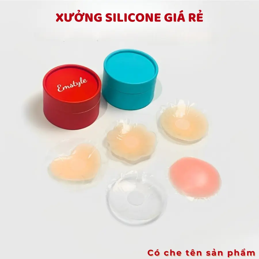 Hộp 5 Cặp Dán Ngực Silicon Cao Cấp Che Nhũ Hoa Viền Mỏng Tàng Hình Bám Dính Tốt 888 mieng  danti silicone sinh học silicon hồng Nữ Tim Voi Cao Su Women Kem
