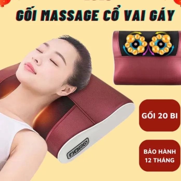 GỐI MASSAGE CỔ VAI GÁY. BI XOAY CHƯỜM NHIỆT 5