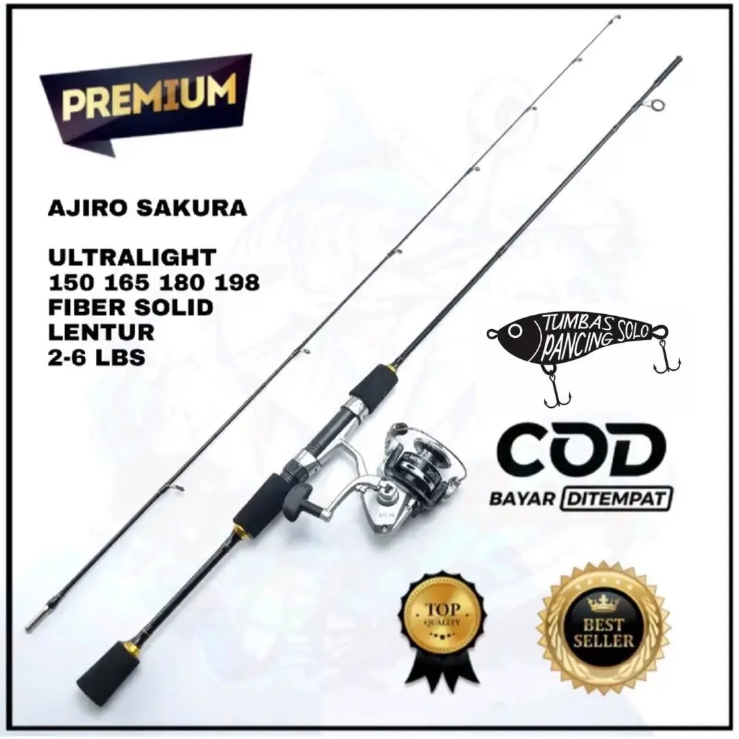 Satu Set Joran Sakura dan Reel (Pilih Variasi Panjang Joran Dan Reel) Alat Pancing Ikan