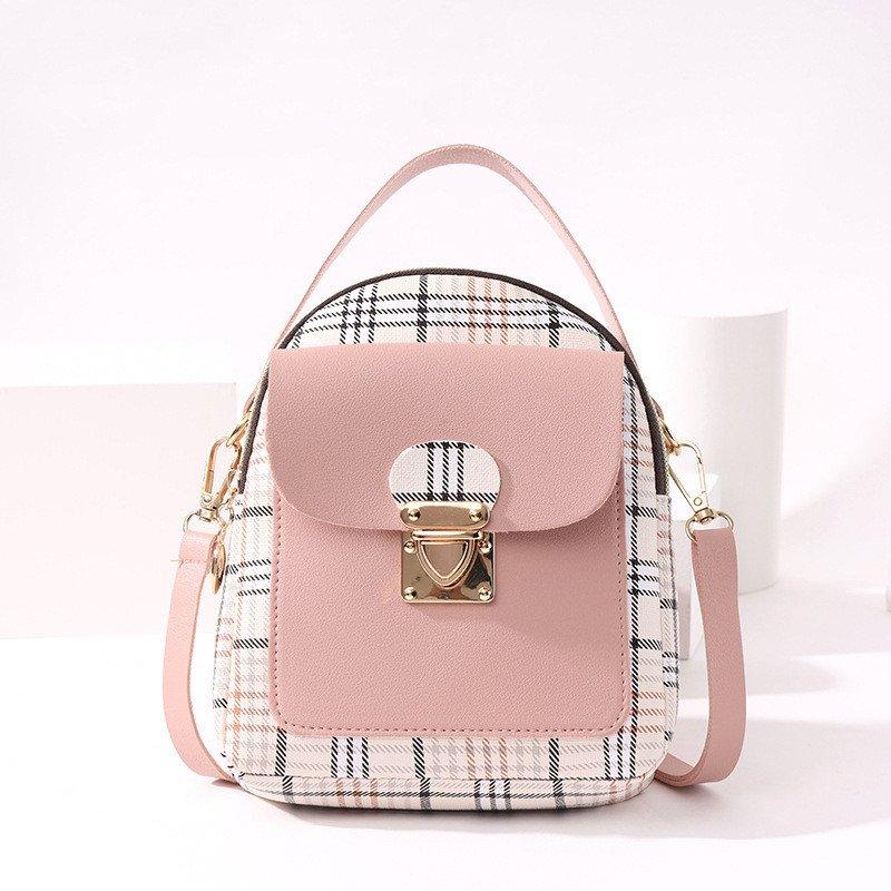  Balo nữ thời trang Hàn Quốc mẫu mới thiết kế caro và khoá cài trẻ trung và sành điệu chất da cao cấp bền đẹp NEW-0077 