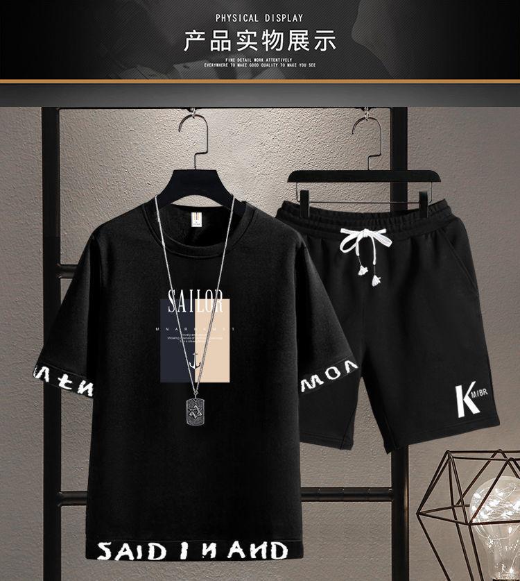 Product Introduction of 2025 New Trendy Two-Piece T-Shirt Summer Short Sleeve Set Men's Sports Casual Stylish Outfit Fashion Hot Sale 3