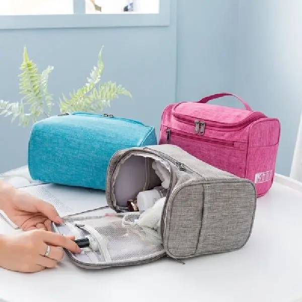 SOLID COLOR Korean TOILETRY Bag / Tas Penyimpanan Alat2 Mandi dan Kosmetik 3