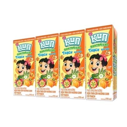 Thùng 40 Hộp Sữa Kun Thạch Cam 170ml Milk Cam Có Đường