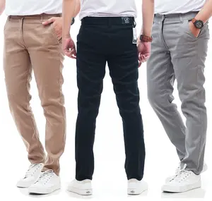 Celana Panjang Katun Strecth Chinos Pria Casual Cream Grey Mocca Bahan Twill stretch Size 27-44