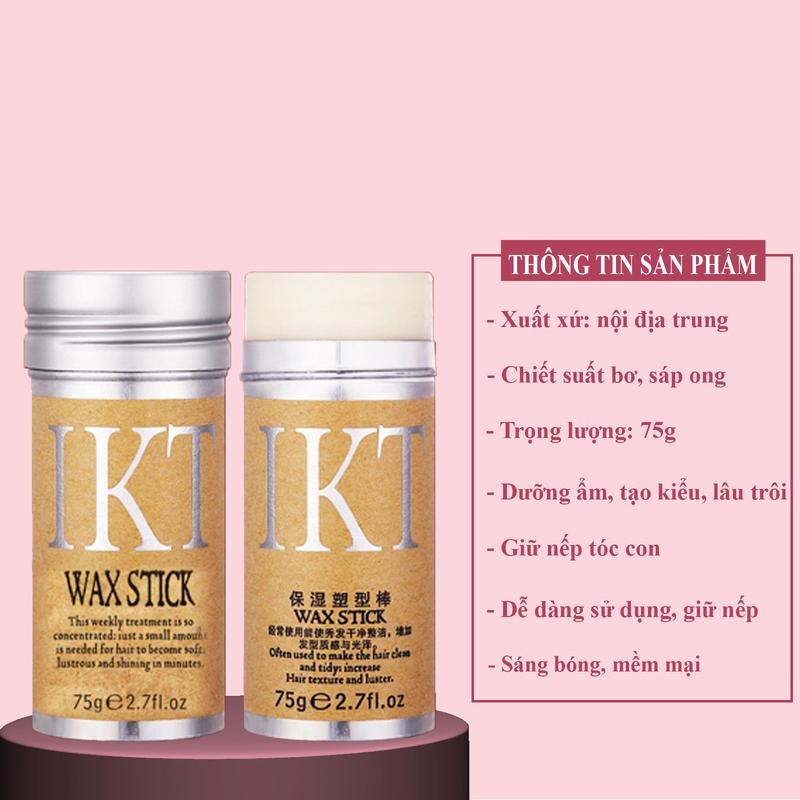 Sáp vuốt tóc Nữ IKT Wax Stick 75g dạng thỏi giữ nếp tóc con keo tạo kiểu tóc nữ tóc trẻ em mềm và dưỡng ẩm SA04