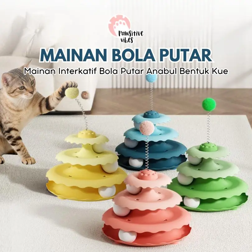 Rumah Anabul Pawsitive Official Mainan Bola Putar Kucing - Tower Ball Cat Play - Mainan Lucu Bola Putar Kucing Interaktif