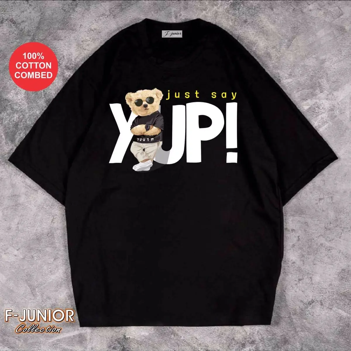 Kaos OVERSIZE.Edisi BEAR 1. ORI BY:F-JUNIOR.Katun Combed Oversize Atasan Pria Distro Tshirt