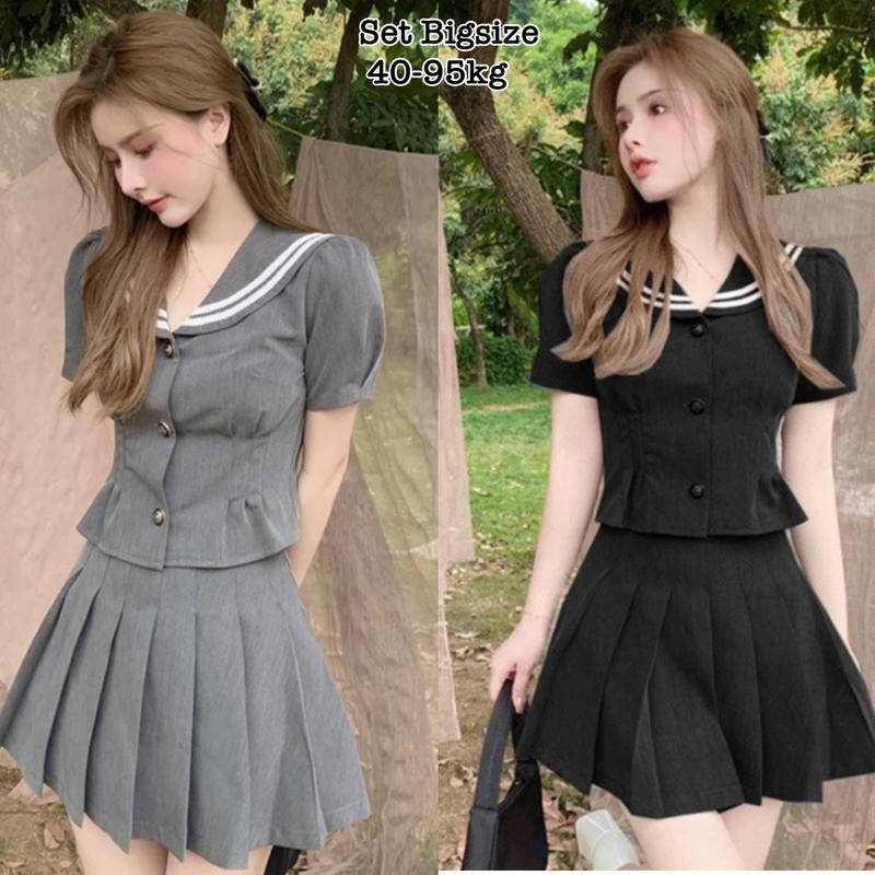 Sét Bộ Bigsize HCM - Set Áo và Chân Váy Xếp Ly Bigsize Nữ Vải Cotton lạnh Cao Cấp Thiết Kế Đi Dự Tiệc Xinh Đẹp Sang Trọng Dễ Thương Thanh Lịch Giá Rẻ đủ size 40-95kg Nhung Đen - 2179 