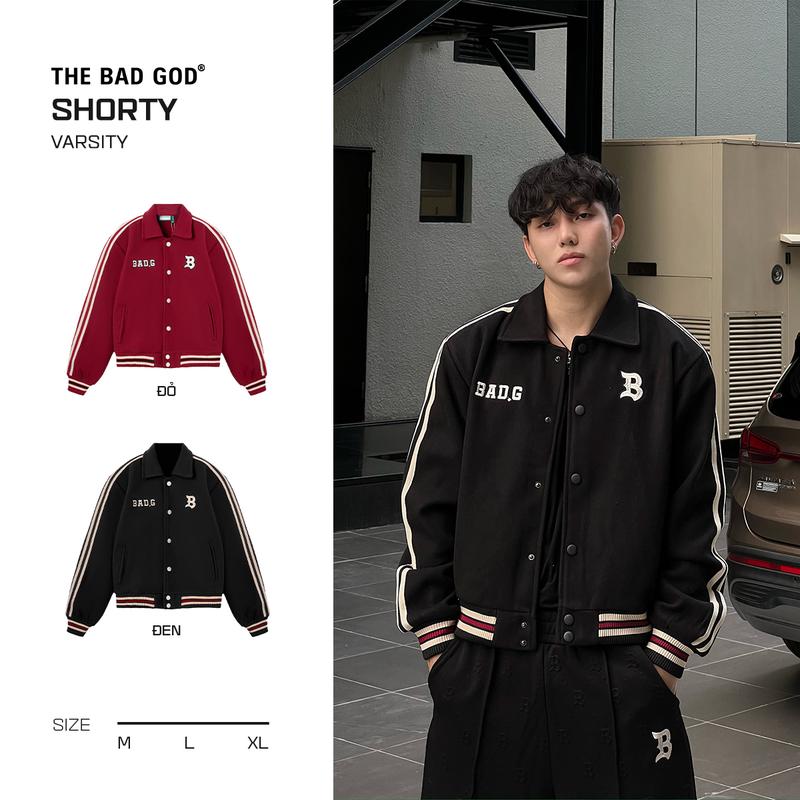 Áo Varsity Boxy Jacket Nam THE BAD GOD SHORTY - Menswear A0001 Dài Tay Đỏ Đô