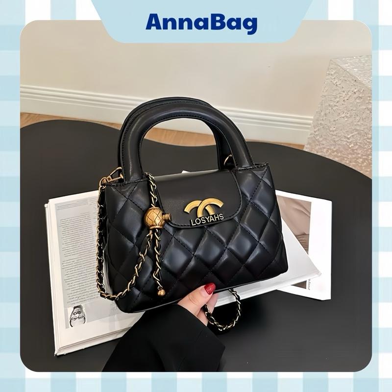 Túi Xách Nữ Cầm Tay Dây Chuông Trắng Đen Đeo Chéo Đeo Vai qc AnnaBag