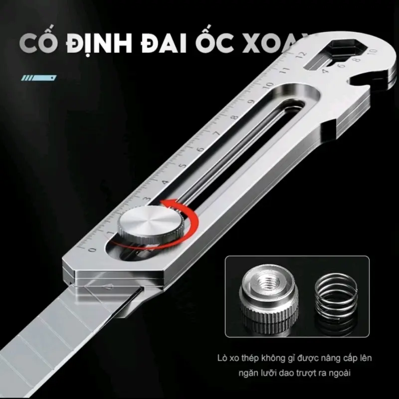 Bộ dụng cụ Rọc Giấy Inox Đa Năng Dày 6mm hiệu quả với chức năng Mở Ốc và Thước Đo Trên Thân 1