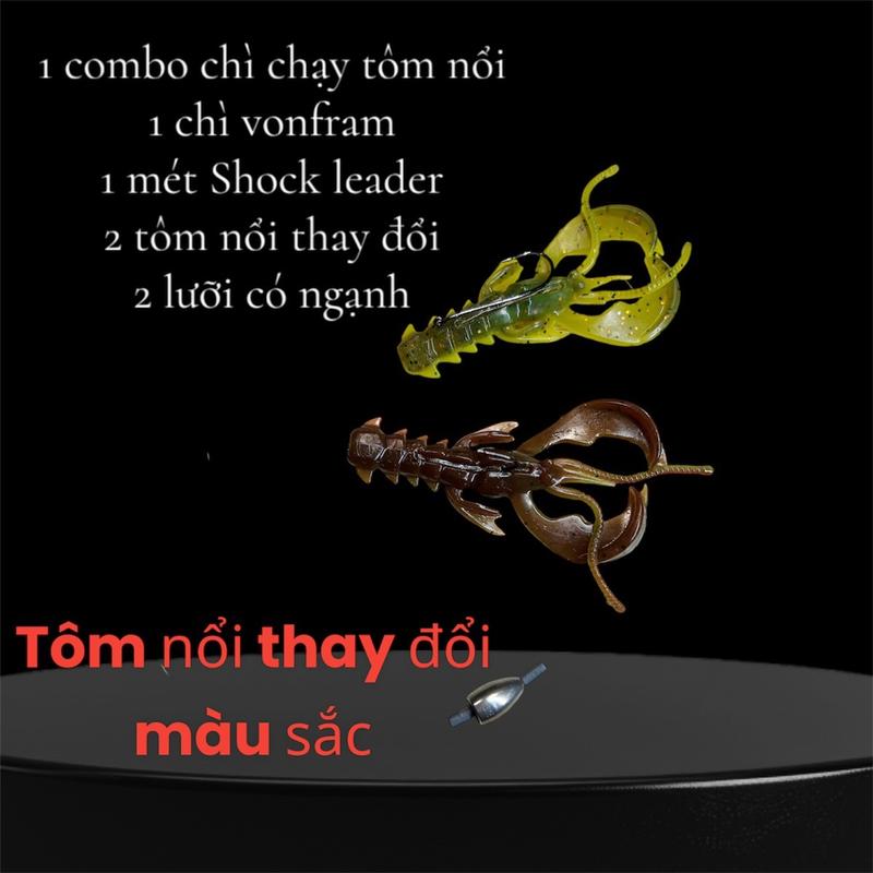 Thẻo chì chạy tôm nổi combo chì vonfram + Tôm nổi TPR , thích hợp câu cá lóc chẽm các loại cá săn mồi Bắt Cá Đi Câu Fishing