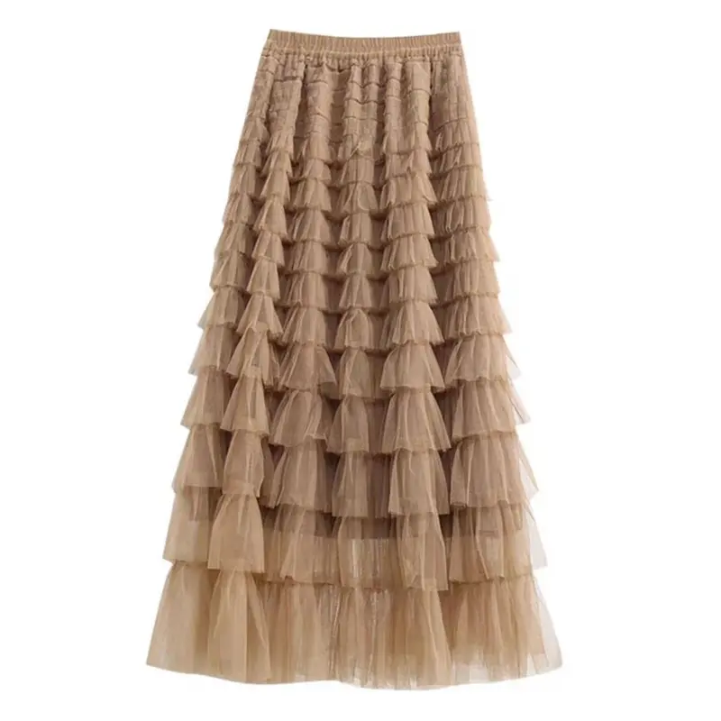 Váy Mùa Hè, Váy Tulle, Váy Bánh Xếp Lớp, Dành Cho Phụ Nữ, Hàng Mới Về 2024, Váy Sợi Trắng, Váy Dài, Hợp Xu hướng 4