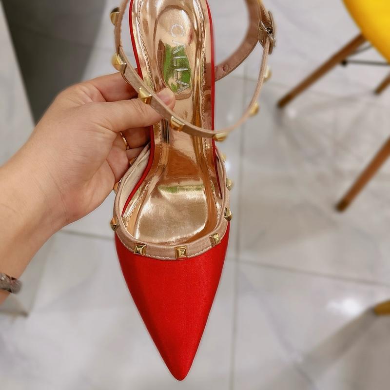 Cao gót Calla bít mũi phối dây sau đính đá gót cao 8cm đến 12cm