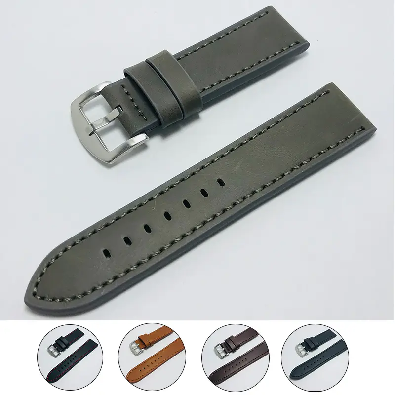 Dây Đeo Đồng Đồng Hồ, Da Thật, Màu Đỏ, Dây Đeo Đồng Hồ 18mm, 20mm Và 22mm, Vòng Đeo Tay Khóa Gập, Dành Cho Nam Và Nữ